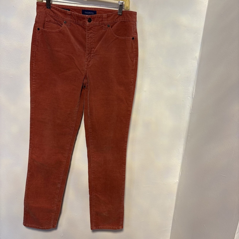 Talbots Corduroy Straight Leg Jeans High Rise CORAL Size 6 Stretch Classic